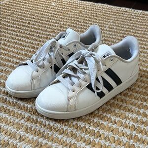 Adidas White Sneakers with Black Accents